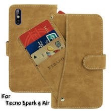 Vintage Leather Wallet Tecno Spark 4 Air Case 6.1" Flip Luxury Card Slots Cover Magnet Stand Phone Protective Bags 2024 - buy cheap