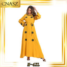 Марокканский кафтан, мусульманское платье, модное простое платье большого размера с длинным рукавом, женское осеннее свободное платье 2024 - купить недорого
