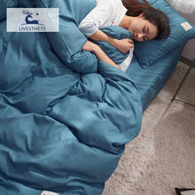 Комплект классического постельного белья Liv-Esthete, двойной пододеяльник, простыня на резинке, Угловое синее покрывало, наволочка 2024 - купить недорого