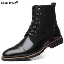 New Fashion Men Leather Shoes Waterproof Men Boots Comfortable Short Plush Black Winter Boots Quality Ankle Boots Business Men99 2024 - buy cheap
