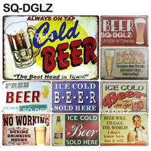 [SQ-DGLZ] ICE COLD BEER Plaque Metal Sign Vintage Bar Decor Tin Sign Vintage Pub Bar Decor Metal Metalen Borden Poster Plate 2024 - buy cheap