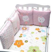 6 шт./компл. противоударный бампер для кроватки с кроличьими цветами, дышащий Удобный бампер для детской кроватки 2024 - купить недорого