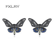 FXLRY-pendientes de mariposa de circón Micro pavé Multicolor, joyería creativa, accesorios 2024 - compra barato
