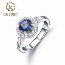 Женское кольцо GEM'S BALLET, кольцо с натуральным зеленым изумрудом, мистическим топазом, 925 пробы, серебро 2024 - купить недорого