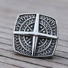 Vintage Stainless Steel Viking Compass Ring Men Classic Heavy Metal Nordic Biker Viking Ring Amulet Jewelry Gift Wholesale 2024 - buy cheap