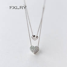 FXLRY-collares con colgantes de amor y corazones para niña, color plateado, doble zirconia, brillante, para regalo 2024 - compra barato