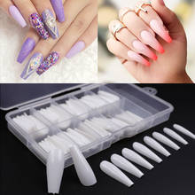 100pcs/box Coffin Ballerina Nails Flat Shape Full Cover Acrylic Fake Nails White/Clear/Natural Long Stiletto Flase Nail Art Tips 2024 - buy cheap