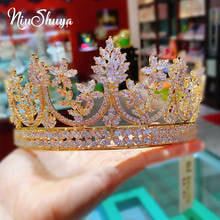 NiuShuya High-end European Royal Queen Gold Tiaras Crown for Brides Crystal Hairbands Full Zircon Wedding Hair Accessories 2024 - buy cheap