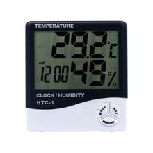 Higrômetro eletrônico digital com tela lcd, medidor de temperatura e umidade interna, relógio e alarme para estação meteorológica 2024 - compre barato