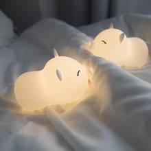 Luz LED nocturna de dibujos animados para niños y bebés, lámpara de mesita de noche con Sensor táctil, USB, colorida, de silicona 2024 - compra barato