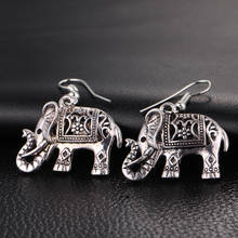 KSRA-pendientes colgantes largos de elefante para mujer, joyería de moda, accesorios de estilo, pendientes tibetanos Vintage de Color plateado 2024 - compra barato