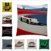 Super Speed Sports Car Cartoon Pattern linen Cushion Cover Pillow Case for Home Sofa Car Decor Pillowcase 45X45cm 2024 - buy cheap