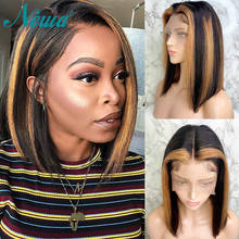 Newa Hair Ombre Lace Front Wig 13x6 Straight Lace Front Human Hair Wigs 150% Brazilian Remy Hair Short Bob Wigs Pre Plucked 2024 - buy cheap