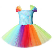 Vestido infantil de arco-íris e tutu, fantasia de princesa pequena cavalo, para meninas, carnaval, festa de aniversário, vestido de baile 2024 - compre barato