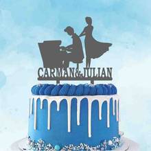 Personalized Pianist Wedding Cake Topper Custom Bride and Groom Name Couple Playing Piano Wedding Party Cake Decoration Topper 2024 - buy cheap