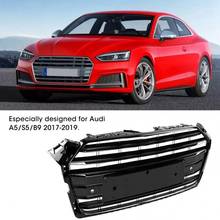 Carro preto amortecedor dianteiro grille grill para audi a5/s5/b9 2017 2018 2019 corrida grills acessórios do carro 2024 - compre barato