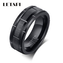LETAPI Classic Men's 8mm Black Tungsten Carbide Wedding Band Ring Brick Pattern Brushed Finish 2024 - buy cheap