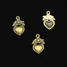 Pingente antigo flor coração banhado a bronze, pingente clássico flor para pulseira colar pulseira faça você mesmo joias artesanais 15mm com 135 peças 2024 - compre barato