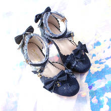 Zapatos de fiesta de té Harujuku de Lolita para mujer, calzado Vintage de tacón grueso de cabeza redonda, zapatos Kawaii con lazo de encaje, Cosplay 2024 - compra barato