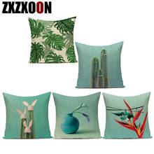 Polyester Palm Leaf Cactus Tropical Green Plant  Pillow Covers Decorative Sofa Cushion Cover Home Decoration Accessories 2024 - buy cheap