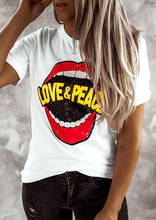 colored Love & Peace Lips cute T-Shirt funny 100% Cotton graphic Fashion tumblr unisex women hipster casual quote tshirt top tee 2024 - buy cheap