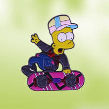 Broche de Hoverboard de Bart Homer, Skater, Marty McFly, insignia de personaje ficticio, joyería temática de la película Back 2 thefuture 2024 - compra barato