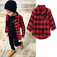 Casual Baby Kids Boys Girl Long Sleeve Plaids Shirt Checks Tops Blouse Clothes Outfit 1-7Years 2024 - buy cheap