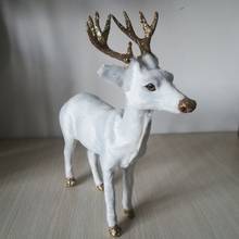 Juguete de ciervo de simulación, artesanía de plástico y piel, muñeco de ciervo blanco, regalo de alrededor de 24x23cm 2024 - compra barato