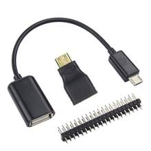 Elecrow Raspberry Pi Zero комплект W, комплект из 3 в 1, HDMI в HDMI адаптер USB OTG кабель хоста GPIO Header 2x20 Мужской Header Strip 2024 - купить недорого