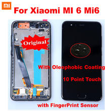 100% Original 5.15" LCD Display Touch Screen Digitizer Assembly With Frame For Xiaomi 6 MI 6 Mi6 With Fingerprint Sensor 2024 - buy cheap