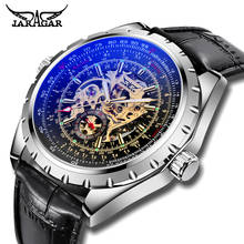 Jaragar Golden Skeleton Dial Mechanical Men Watch Automatic Self-Wind Sport Leather Strap Wristwatch Relogio Male Clock 2024 - buy cheap