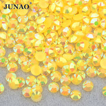 JUNAO 3 4 5 6mm Orange AB Nail Art Resin Jelly Rhinestones No Sewn Crystal Stone Flatback Round Nail Stickers for Face Decorate 2024 - buy cheap