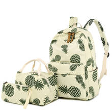 3pcs/set School Bags for Teenage Girls Cute Pineapple Canvas School Backpack Girls Backpack for School Lightweight Bookbag Set 2024 - buy cheap