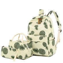 Conjunto de mochilas escolares para chicas adolescentes, Set de 3 unids/set de mochilas escolares de lona con piña, ligeras 2024 - compra barato