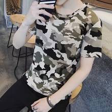 2022 new camouflage short sleeve T-shirt young men's Hong Kong style retro casual T-shirt 2024 - buy cheap