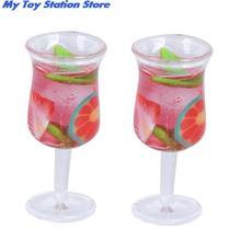 Hot 2Pcs Colorful Glass Cup Goblet Bar Drinking 1:12 Doll House Goblet Cocktail Glass Dollhouse Miniature Dollhouse Accessories 2024 - buy cheap