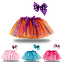 Saia tutu de 2 a 11 anos princesa dança, arco-íris, saia de tule + laço de cabelo, roupas de meninas, 807 2024 - compre barato