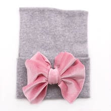 Big Velvet Bow Hospital hats For Newborn Baby Girls Boys Soft Cotton Knit Beanies hats White Solid Hats For Kids Children hat 2024 - buy cheap