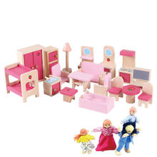 Wooden Miniature Furniture dollhouse Furniture sets with mini dolls house Play Education toys Children girls Christmas gifts 2024 - buy cheap