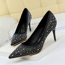 Zapatos de tacón alto con diamantes de imitación para mujer, calzado Sexy con punta, para boda, 2020 2024 - compra barato