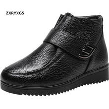 Zxryxgs botas femininas de inverno, sapatos quentes de neve casuais da moda, calçados casuais de couro bovino e lã, preto, de tamanho grande 2024 - compre barato