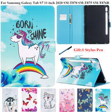 Планшет для Samsung Galaxy Tab S7 SM-T870 SM-T875 чехол милый единорог с кошкой Магнитная оболочка для Samsung Galaxy Tab S7 11 крышка 2024 - купить недорого