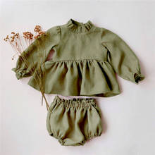 Conjuntos para bebês meninas, roupas de algodão para recém-nascidos de manga longa para primavera e verão, roupas de bebê femininas 2024 - compre barato