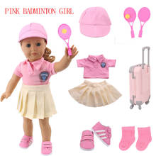 Roupa de badminton com saia rosa, acessórios de roupa para bebês recém-nascidos de 18 estações americanas e 43cm, presente de nossa geração para meninas 2024 - compre barato