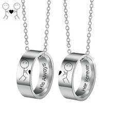 His Always Her Forever Couple Necklace For Lover Gift with Ring Pendant Wedding Party Valentine's Present Jewelry for Him Her 2024 - buy cheap