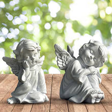 Estatua decorativa de resina para el hogar, figurita de ángel para chica, escultura de adorno, artesanía para decoración de interiores y exteriores 2024 - compra barato