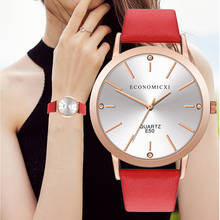 Простые Модные женские часы с кожаным ремешком и бриллиантами, женские кварцевые часы, Relogio Feminino Montre Femme Reloj Mujer 2024 - купить недорого