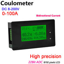 Dc 100a coulomômetro li-íon lifepo4, monitor de bateria de chumbo-ácido, indicador de capacidade, display, tensão, corrente, temperatura 2024 - compre barato