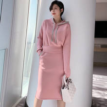 Conjunto de dos piezas formado por Sudadera con capucha y falda, ropa de calle, otoño e invierno, estilo coreano, 2020 2024 - compra barato
