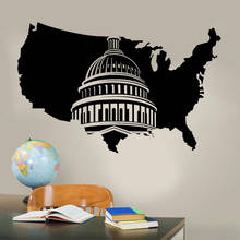 Виниловая наклейка на стену с картой США, США, Вашингтон, капитал, наклейка, домашний декор, гостиная, спальня, офис, обои, Фреска S146 2024 - купить недорого